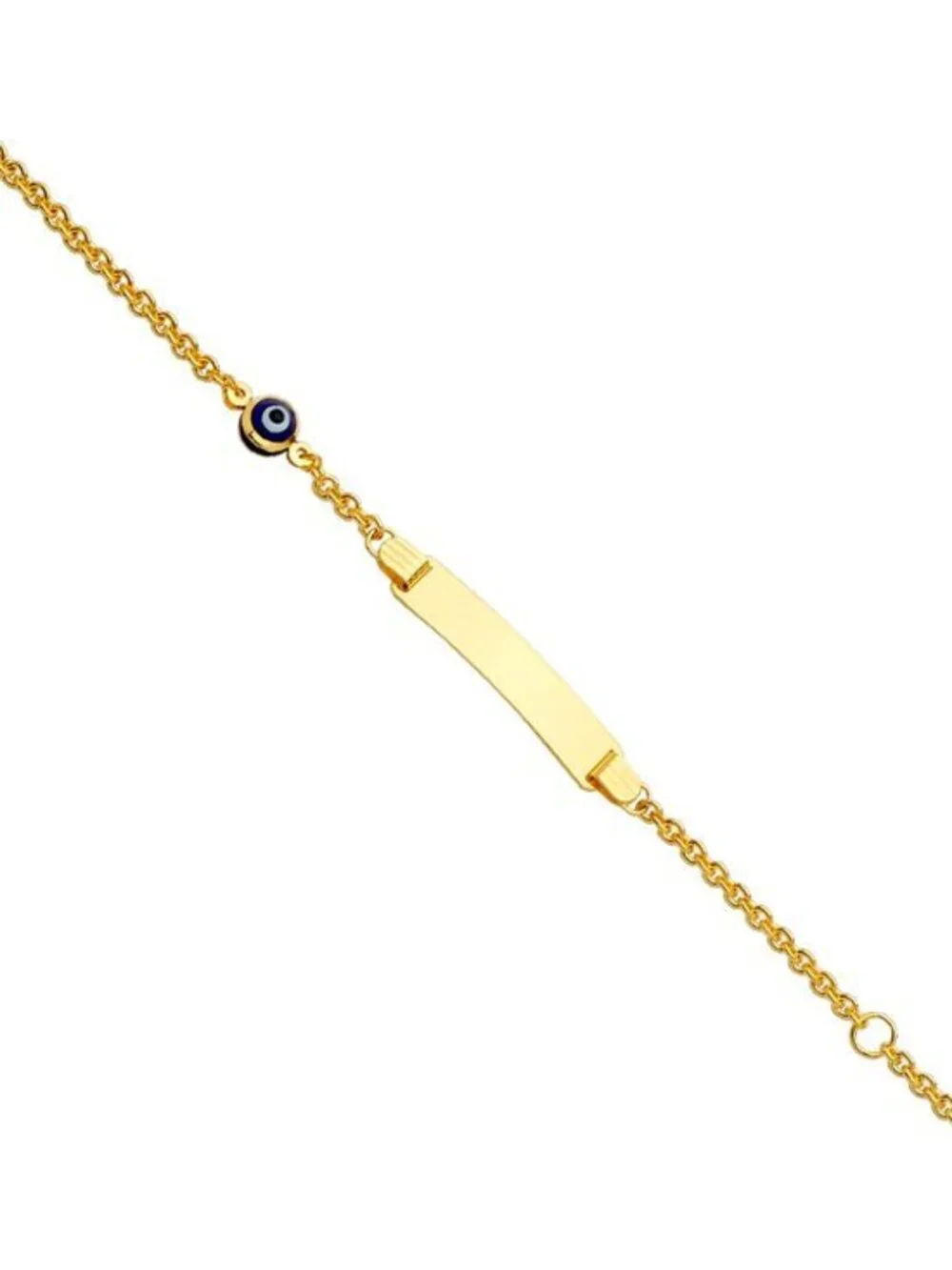 New 14K Yellow Gold Evil Eye Kid Baby Bracelet 5.5 to 6 inches adjustable